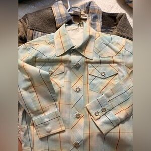 Wrangler Plaid Button-Up Shirt xxs 0-2 and Boutique Tribal Jacket Small